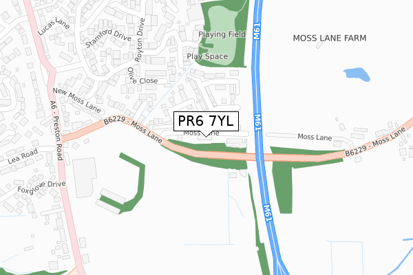 PR6 7YL map - large scale - OS Open Zoomstack (Ordnance Survey)