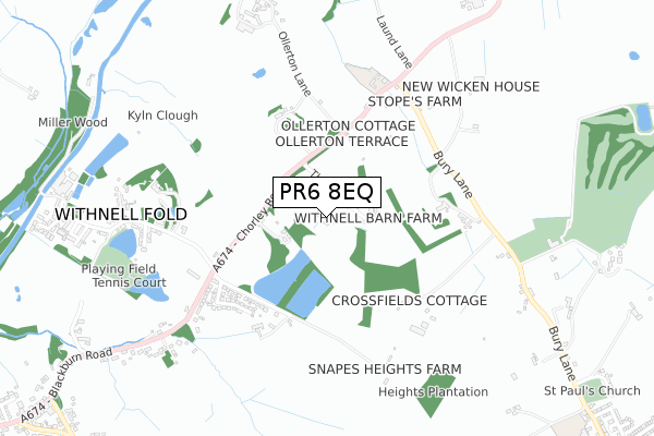 PR6 8EQ map - small scale - OS Open Zoomstack (Ordnance Survey)