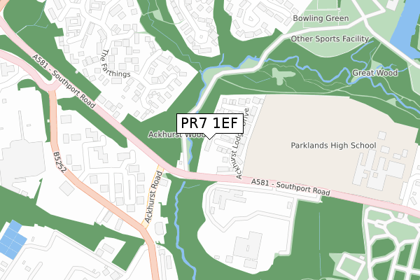 PR7 1EF map - large scale - OS Open Zoomstack (Ordnance Survey)