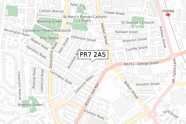 PR7 2AS map - large scale - OS Open Zoomstack (Ordnance Survey)