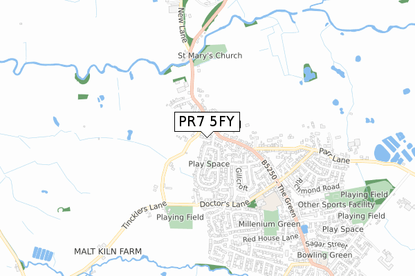 PR7 5FY map - small scale - OS Open Zoomstack (Ordnance Survey)