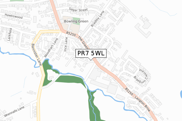 PR7 5WL map - large scale - OS Open Zoomstack (Ordnance Survey)