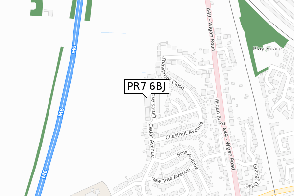 PR7 6BJ map - large scale - OS Open Zoomstack (Ordnance Survey)