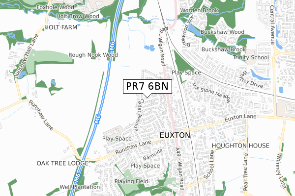 PR7 6BN map - small scale - OS Open Zoomstack (Ordnance Survey) PR7 6BN map - small scale - OS Open Zoomstack (Ordnance Survey)