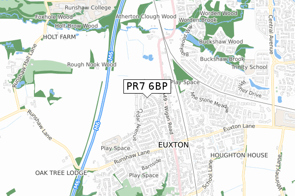 PR7 6BP map - small scale - OS Open Zoomstack (Ordnance Survey)