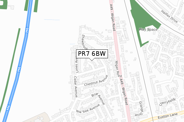 PR7 6BW map - large scale - OS Open Zoomstack (Ordnance Survey)