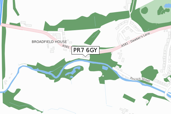 PR7 6GY map - large scale - OS Open Zoomstack (Ordnance Survey)