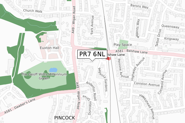 PR7 6NL map - large scale - OS Open Zoomstack (Ordnance Survey)