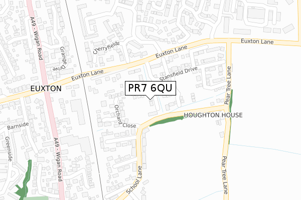 PR7 6QU map - large scale - OS Open Zoomstack (Ordnance Survey)