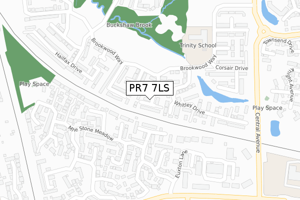 PR7 7LS map - large scale - OS Open Zoomstack (Ordnance Survey)