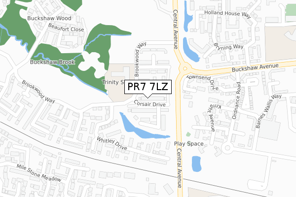 PR7 7LZ map - large scale - OS Open Zoomstack (Ordnance Survey)