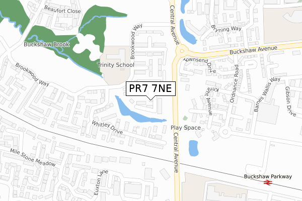 PR7 7NE map - large scale - OS Open Zoomstack (Ordnance Survey)