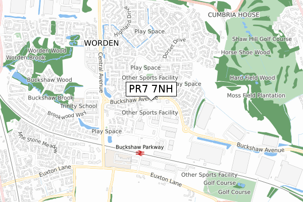 PR7 7NH map - small scale - OS Open Zoomstack (Ordnance Survey) PR7 7NH map - small scale - OS Open Zoomstack (Ordnance Survey)