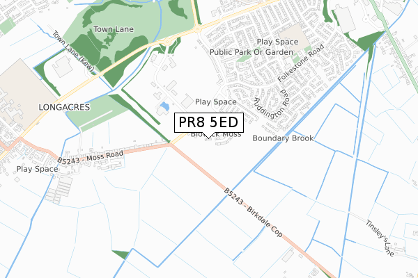 PR8 5ED map - small scale - OS Open Zoomstack (Ordnance Survey)