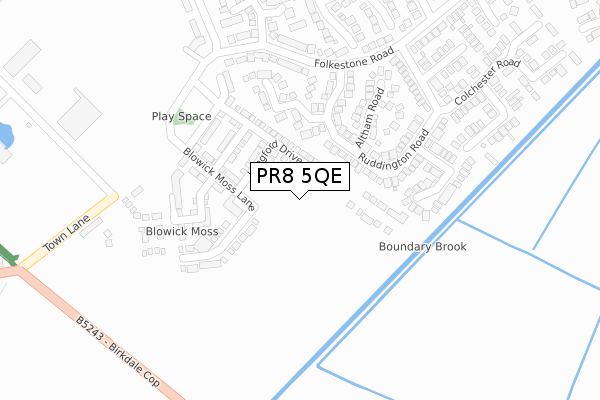 PR8 5QE map - large scale - OS Open Zoomstack (Ordnance Survey)