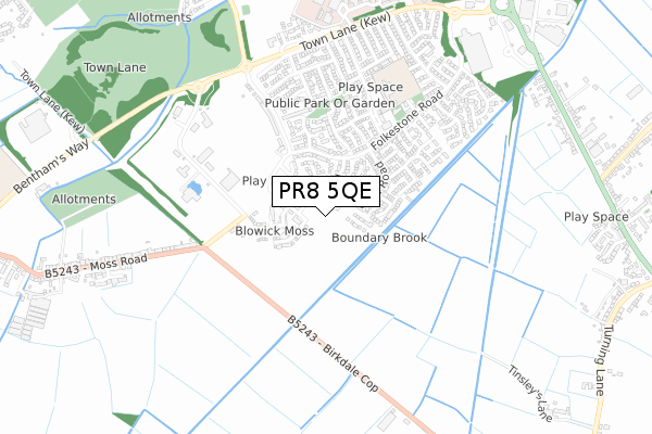 PR8 5QE map - small scale - OS Open Zoomstack (Ordnance Survey)