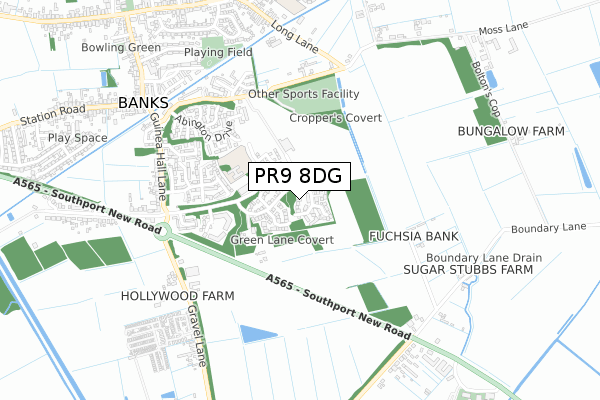 PR9 8DG map - small scale - OS Open Zoomstack (Ordnance Survey)