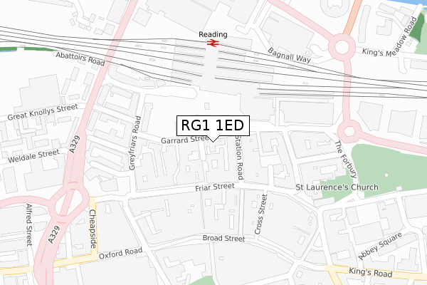 RG1 1ED map - large scale - OS Open Zoomstack (Ordnance Survey)