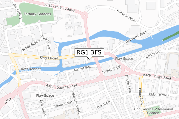 RG1 3FS map - large scale - OS Open Zoomstack (Ordnance Survey)