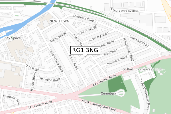 RG1 3NG map - large scale - OS Open Zoomstack (Ordnance Survey)