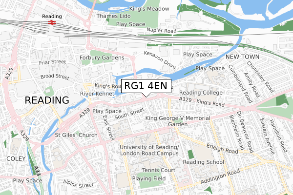 RG1 4EN map - small scale - OS Open Zoomstack (Ordnance Survey)