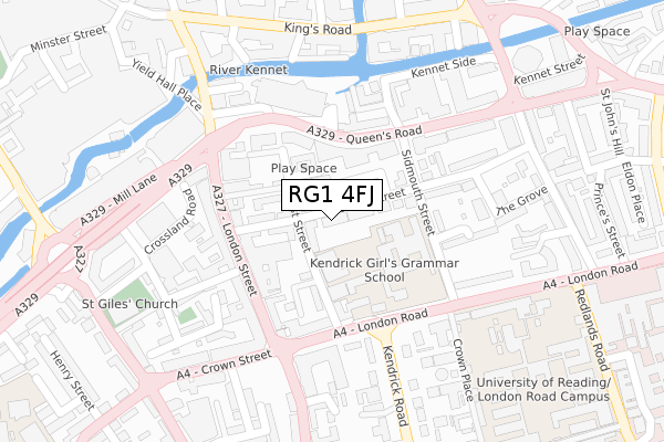 RG1 4FJ map - large scale - OS Open Zoomstack (Ordnance Survey)