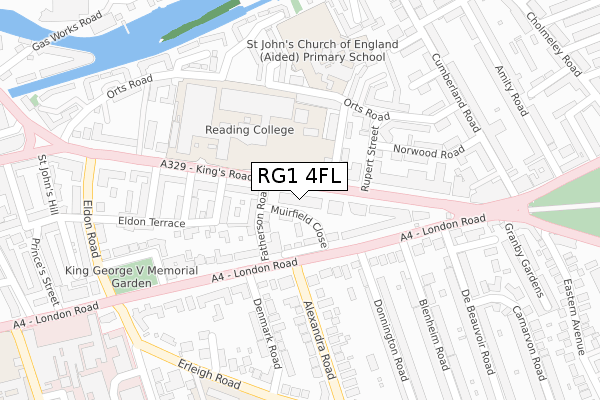 RG1 4FL map - large scale - OS Open Zoomstack (Ordnance Survey)