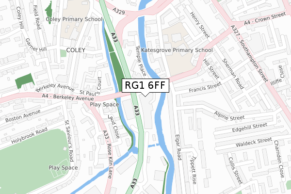 RG1 6FF map - large scale - OS Open Zoomstack (Ordnance Survey)