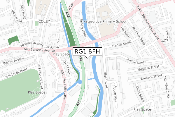 RG1 6FH map - large scale - OS Open Zoomstack (Ordnance Survey)