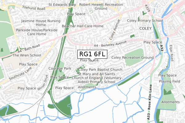RG1 6FL map - small scale - OS Open Zoomstack (Ordnance Survey) RG1 6FL map - small scale - OS Open Zoomstack (Ordnance Survey)