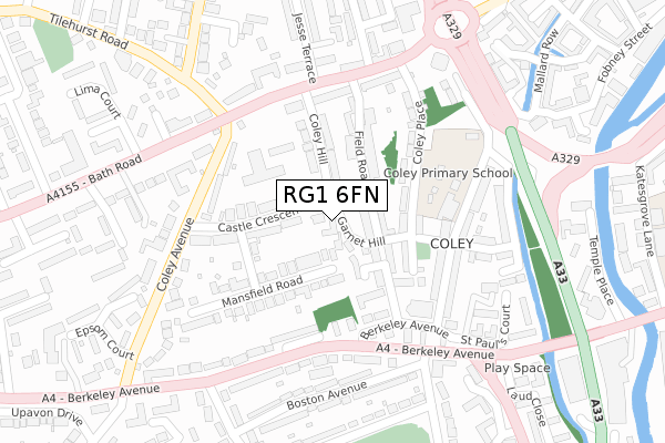 RG1 6FN map - large scale - OS Open Zoomstack (Ordnance Survey)