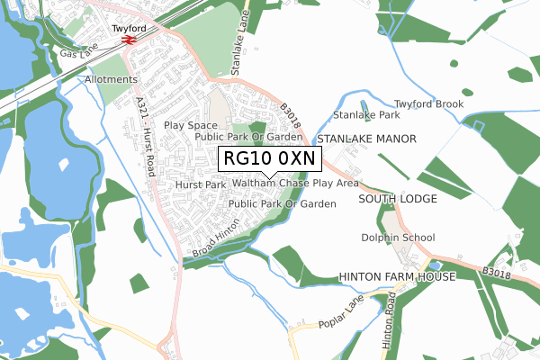 RG10 0XN map - small scale - OS Open Zoomstack (Ordnance Survey)