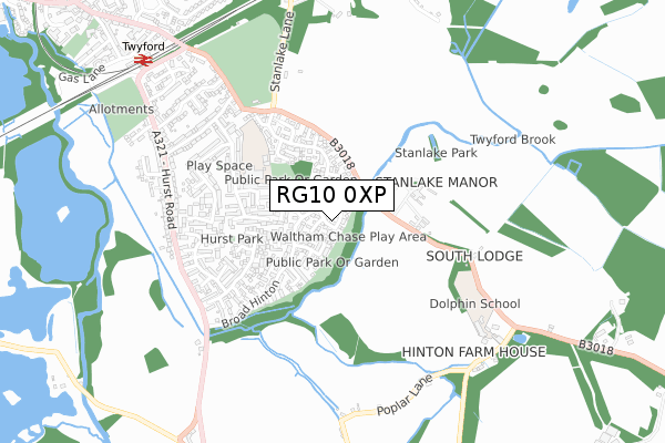RG10 0XP map - small scale - OS Open Zoomstack (Ordnance Survey)