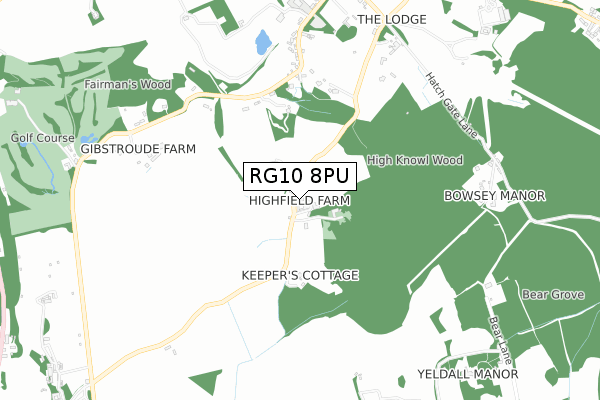 RG10 8PU map - small scale - OS Open Zoomstack (Ordnance Survey)