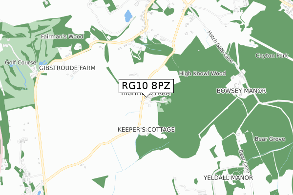 RG10 8PZ map - small scale - OS Open Zoomstack (Ordnance Survey)