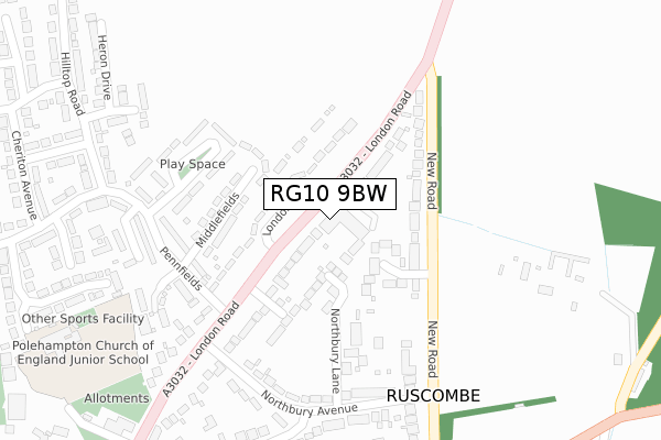 RG10 9BW map - large scale - OS Open Zoomstack (Ordnance Survey)