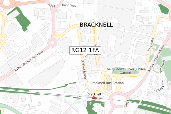 RG12 1FA map - large scale - OS Open Zoomstack (Ordnance Survey)