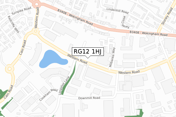 RG12 1HJ map - large scale - OS Open Zoomstack (Ordnance Survey)