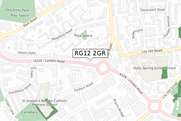 RG12 2GR map - large scale - OS Open Zoomstack (Ordnance Survey)