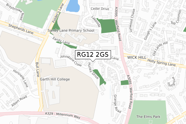 RG12 2GS map - large scale - OS Open Zoomstack (Ordnance Survey)