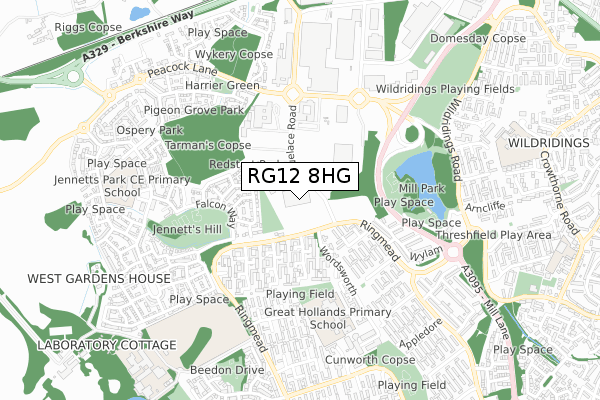 RG12 8HG map - small scale - OS Open Zoomstack (Ordnance Survey) RG12 8HG map - small scale - OS Open Zoomstack (Ordnance Survey)