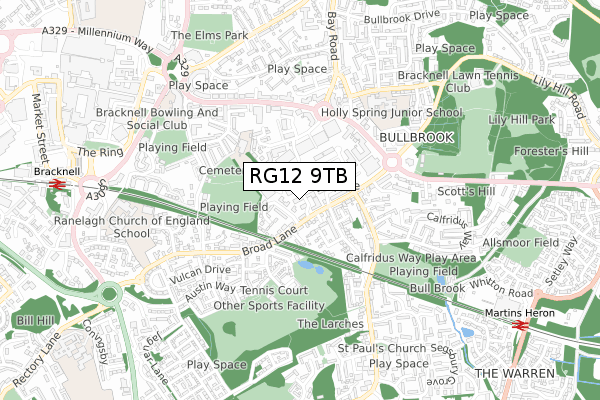 RG12 9TB map - small scale - OS Open Zoomstack (Ordnance Survey) RG12 9TB map - small scale - OS Open Zoomstack (Ordnance Survey)