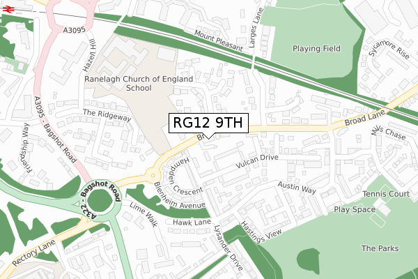 RG12 9TH map - large scale - OS Open Zoomstack (Ordnance Survey)