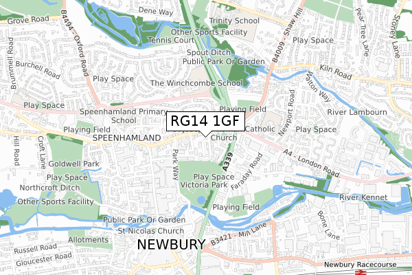 RG14 1GF map - small scale - OS Open Zoomstack (Ordnance Survey)