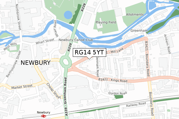 RG14 5YT map - large scale - OS Open Zoomstack (Ordnance Survey)