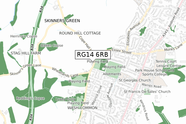 RG14 6RB map - small scale - OS Open Zoomstack (Ordnance Survey)