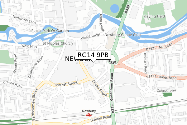 RG14 9PB map - large scale - OS Open Zoomstack (Ordnance Survey)