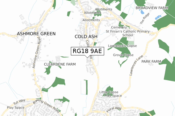 RG18 9AE map - small scale - OS Open Zoomstack (Ordnance Survey)