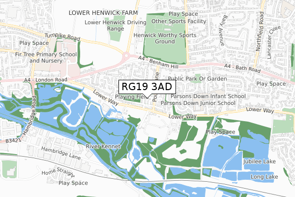 RG19 3AD map - small scale - OS Open Zoomstack (Ordnance Survey)