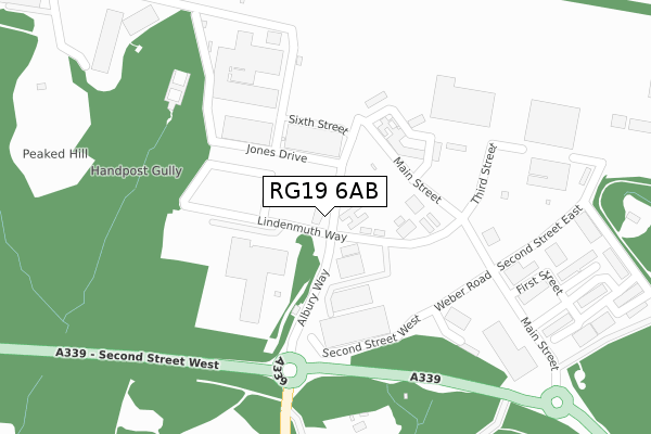 RG19 6AB map - large scale - OS Open Zoomstack (Ordnance Survey)